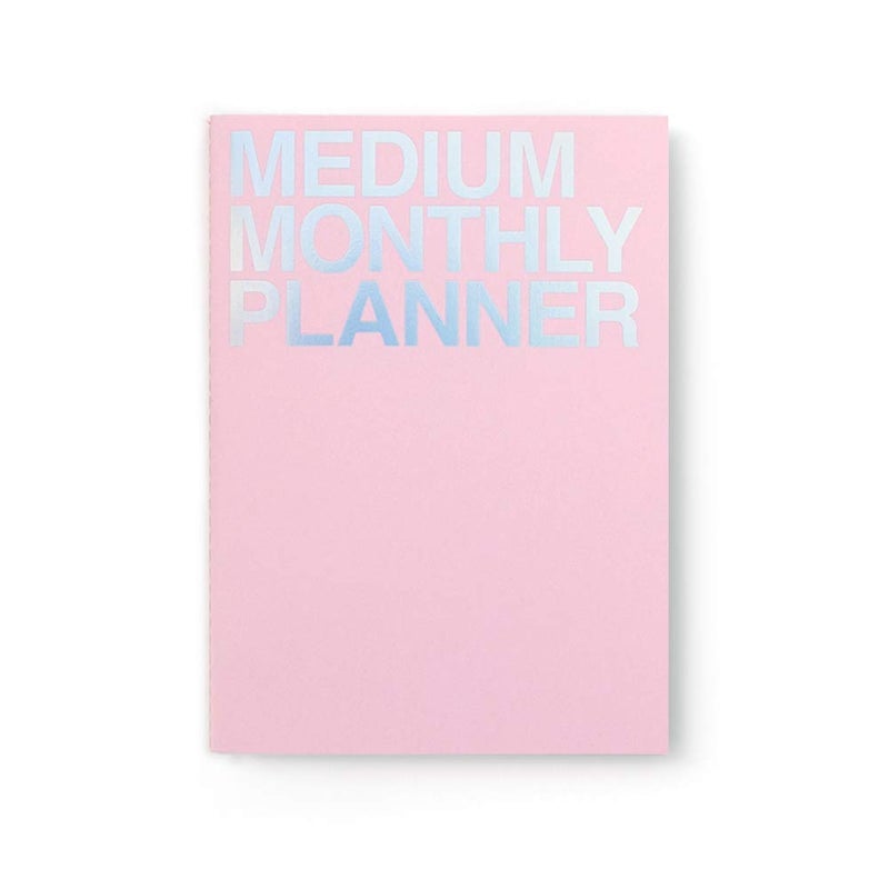 JSTORY Medium Monthly Planner Lays Flat Undated Year Round Flexible Cover Goal/Time Organizer Thick Paper Eco Friendly Customizable Stitch Bound A5 16 Months 150 GSM 18 Sheets Pink - Image 1